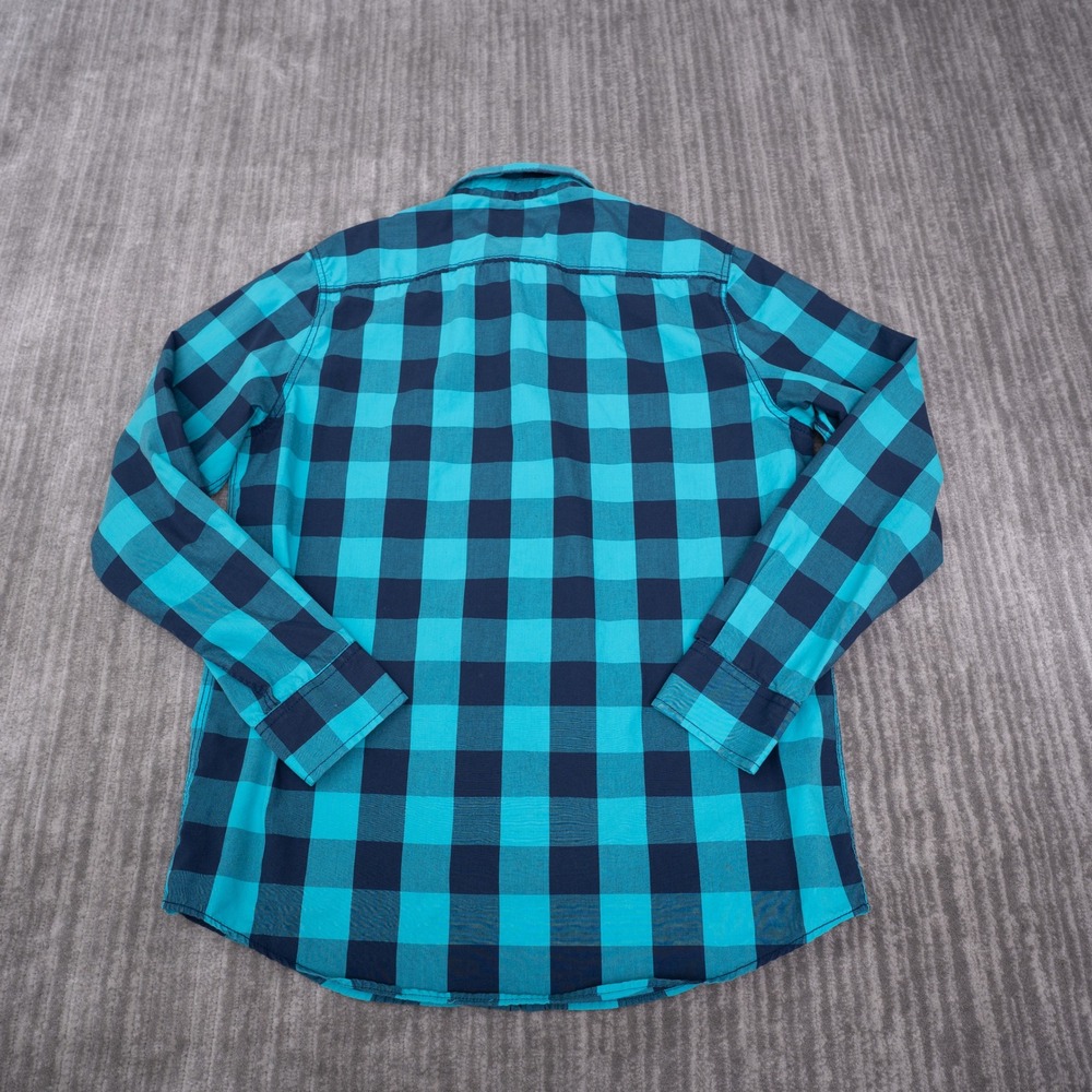 American Rag Button Up Shirt Mens Medium Blue Excellent Buffalo Plaid LongSleeve - Picture 2 of 9